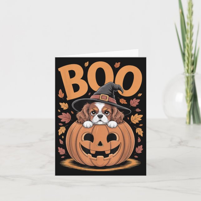 Kürbis Halloween Cavalier King Charles Spaniel  Karte (Vorderseite)