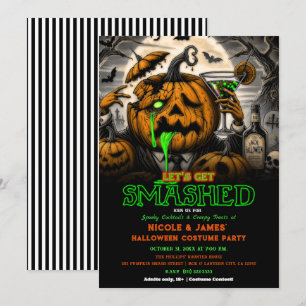 Kürbis-Halloween-Cocktailparty zum Quetschen Einladung