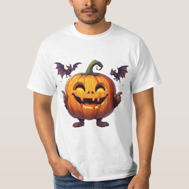 Kürbis Halloween Fledermäuse 🎃 T-Shirt (Vorderseite)