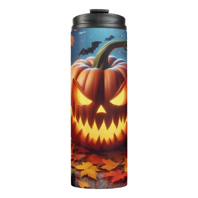 Kürbis/Halloween/Fledermauslöffel Thermosbecher (Vorderseite)