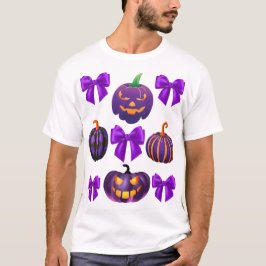 Kürbis Halloween Lila Croquette-Bogen Spaß T-Shirt