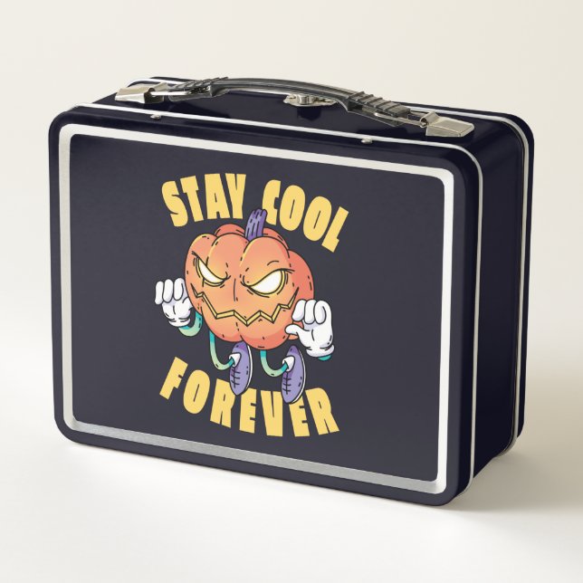 Kürbis Halloween Lustiges Herbst-Design Metall Brotdose (Rückseite)