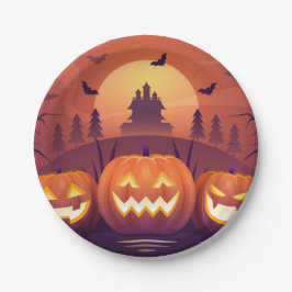 Kürbis Halloween Pappteller – Lustiges Halloween-P