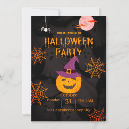 Kürbis Halloween-Party einladen Einladung