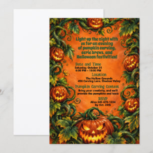 Kürbis-Halloween-Party-Einladung Einladung