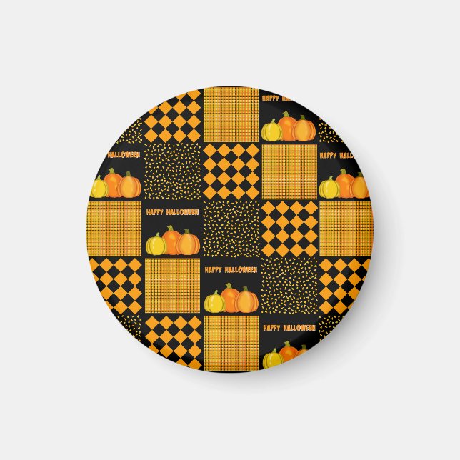 Kürbis-Halloween-Patchwork-Muster Magnet (Vorne)