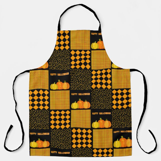 Kürbis-Halloween-Patchwork-Muster Schürze (Vorderseite)