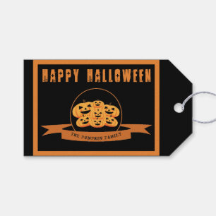 Kürbis Halloween schwarzer u. orange Geschenkanhänger