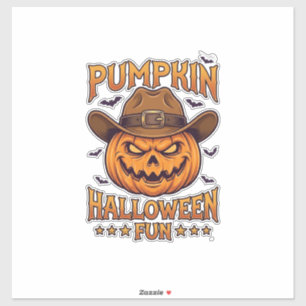 Kürbis Halloween-Spaß Jack Lantern Cowboyhut Flede Aufkleber
