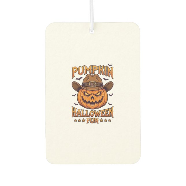 Kürbis Halloween-Spaß Jack Lantern Cowboyhut Flede Autolufterfrischer (Vorderseite)
