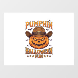 Kürbis Halloween-Spaß Jack Lantern Cowboyhut Flede Fensteraufkleber