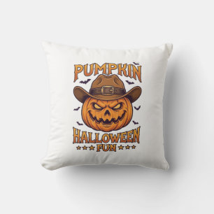 Kürbis Halloween-Spaß Jack Lantern Cowboyhut Flede Kissen