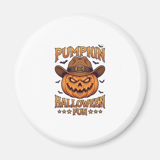 Kürbis Halloween-Spaß Jack Lantern Cowboyhut Flede Magnet (Vorne)