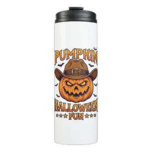 Kürbis Halloween-Spaß Jack Lantern Cowboyhut Flede Thermosbecher