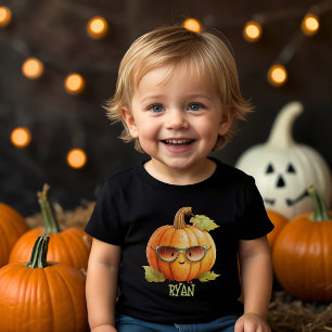 Kürbis Halloween-Wasserfarbe personalisiert für Ki Kleinkind T-shirt