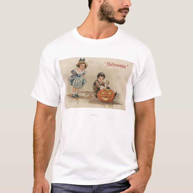 Kürbis Halloweens GreetingCarving T-Shirt (Vorderseite)