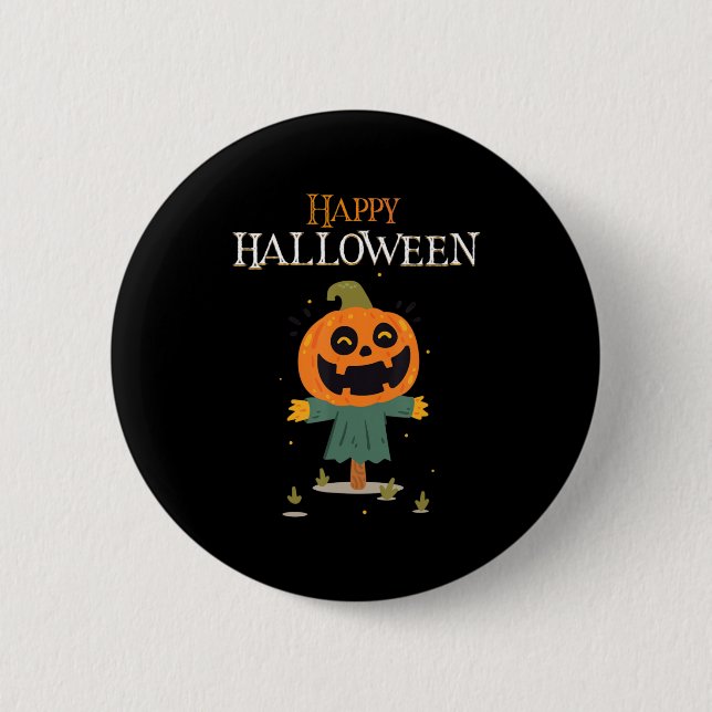 Kürbis Happy Halloween Button (Vorderseite)