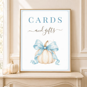 Kürbis-Herbst-Baby-boy-Shower-Karten und Geschenks Poster