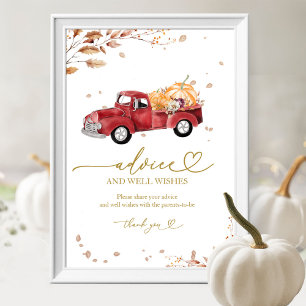 Kürbis-Herbst-Baby-Party-Tipps-und-Wünsche-Schild Poster