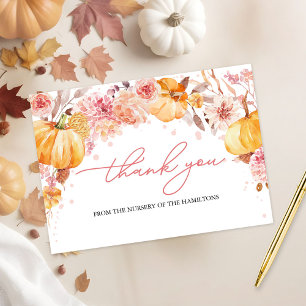 Kürbis Herbst Baby Shower Dankeskarten Einladung