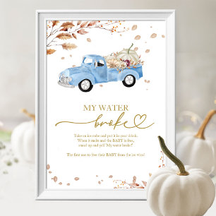 Kürbis Herbst Baby Shower Mein Wasser Ist Geplatzt Poster