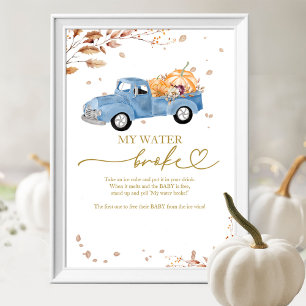 Kürbis Herbst Baby Shower Mein Wasser Ist Geplatzt Poster