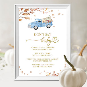 Kürbis Herbst Baby Shower Sag Nicht Baby Spiel Sch Poster