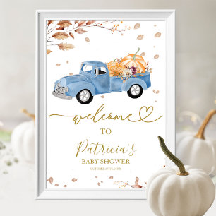 Kürbis-Herbst-Baby-Shower-Willkommensschild Poster