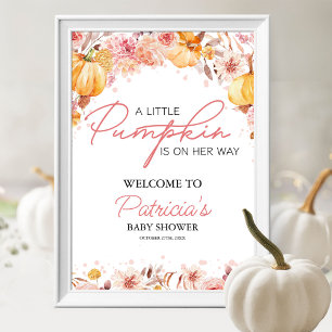 Kürbis Herbst Baby Shower Willkommensschild Poster