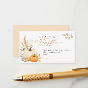 Kürbis-Herbst-Baby-Shower-Windel-Raffle-Tickets Begleitkarte