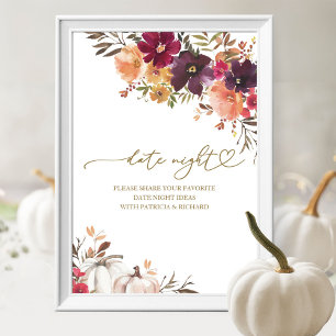 Kürbis Herbst Brautparty Date Night Glas Schild