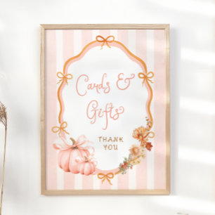 Kürbis Herbst Florale Baby Shower Karten und Gesch Poster