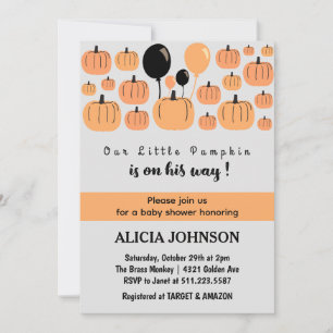 Kürbis Herbst Halloween Babyparty  Einladung