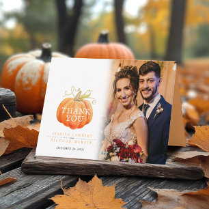 Kürbis-Herbst-Hochzeitsfoto Dankeskarte