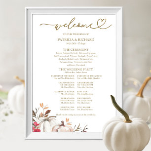 Kürbis-Herbst-Hochzeitsprogramm-Schild Poster