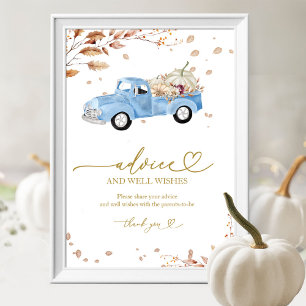 Kürbis Herbst Junge Baby Shower Ratschlag & Wünsch Poster