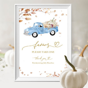 Kürbis Herbst Junge Babyparty Gastgeschenke Schild