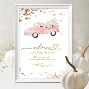 Kürbis Herbst Mädchen Baby Shower Rat & Wünsche Sc Poster