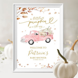 Kürbis Herbst Mädchen Baby Shower Willkommensschil Poster