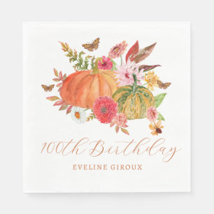 Kürbis Herbst Wildblumen Blumen 100. Geburtstag Serviette