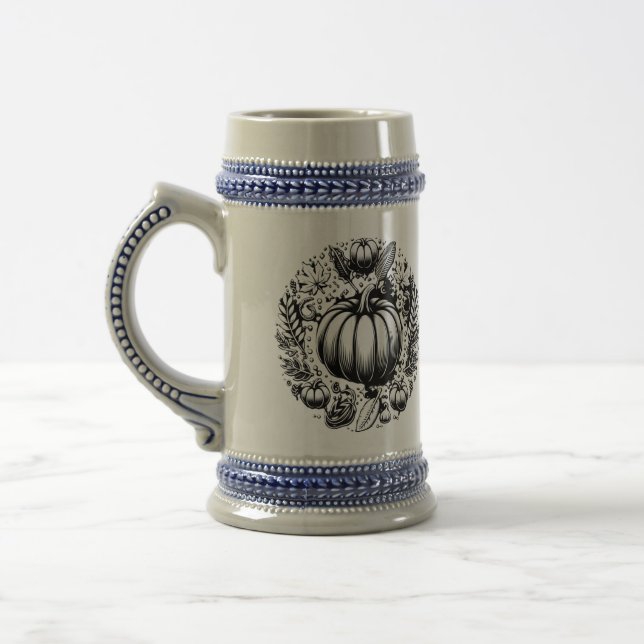 Kürbis-Herbsternte-Stein Bierglas (Links)