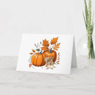 Kürbis, Herbstleaves und Eichhörnchen Karte