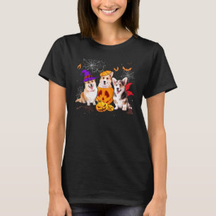 Kürbis Hexe Corgi Passender Hund Halloween T-Shirt