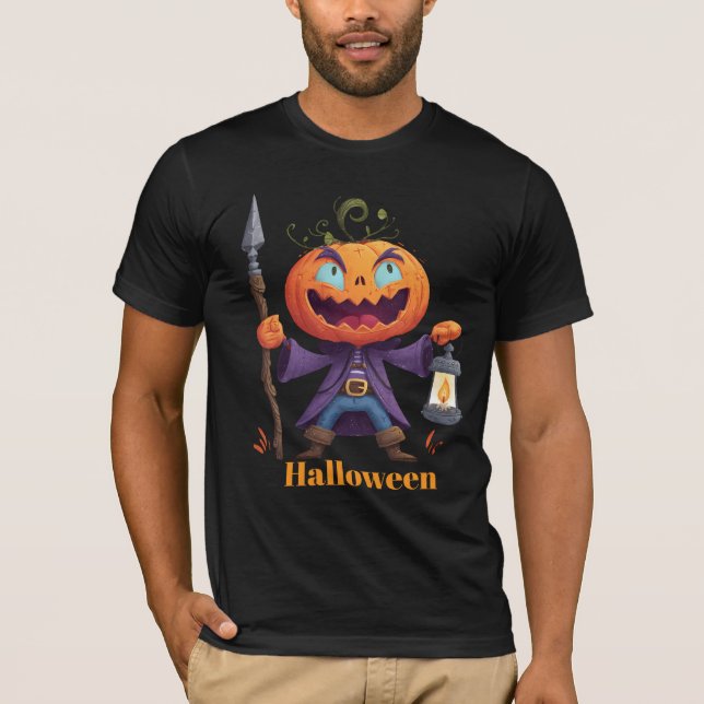 Kürbis-Hexen-Shirt mit Blitz T-Shirt (Vorderseite)