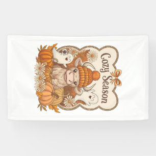 Kürbis-Hochlandkuh-Geist Halloween Banner