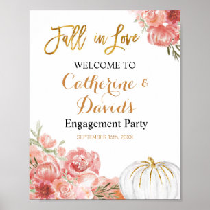 Kürbis-Hochzeit-Verlieb dich Party Willkommensschi Poster