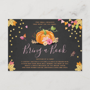 Kürbis holen ein Buch Fall-Herbst-Babyparty-Rosa Begleitkarte