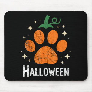 Kürbis Hund Katze Pfotenabdruck Halloween Tierlieb Mousepad