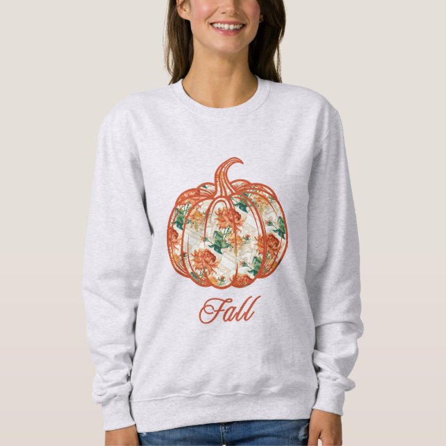 Kürbis in ein Chrysanthemum-Muster Sweatshirt (Vorderseite)