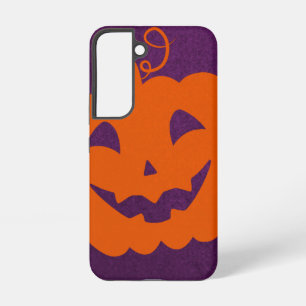 Kürbis in Halloween-Orange auf violettem Hintergru Samsung Galaxy Hülle